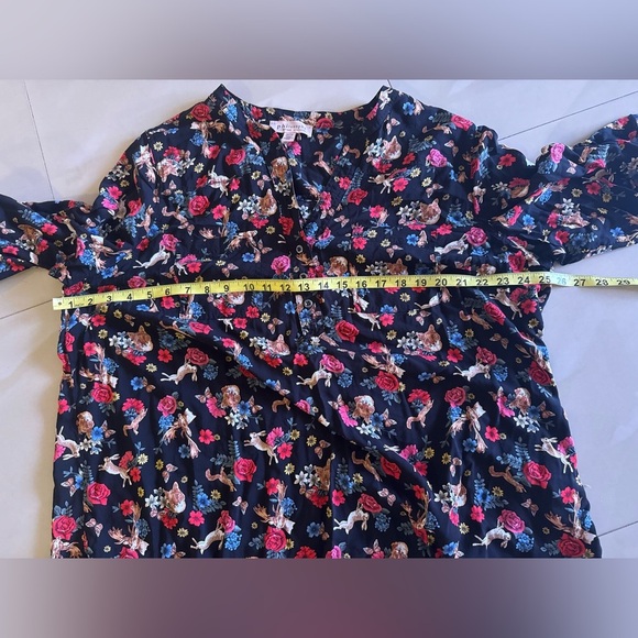 Philosophy Floral Short Sleeve Blouse floral and animal print 3/4 sleeves 2X - Picture 10 of 16